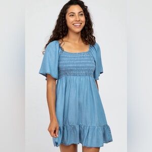 Blu Pepper Smocked Square-Neck Women's Dress